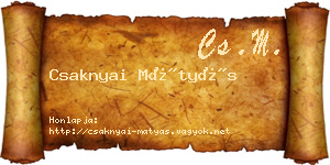 Csaknyai Mátyás névjegykártya